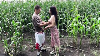 Трахнул телку раком в кукурузном поле